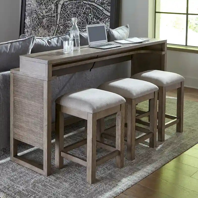 Bartlett Field Dusty Taupe 4 Piece Console Bar Table Set