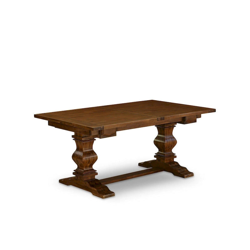 East West Furniture 11 Piece Dining Table Set- a Wooden Table and 10 Linen Fabric Upholstered Chairs(Finish Options)