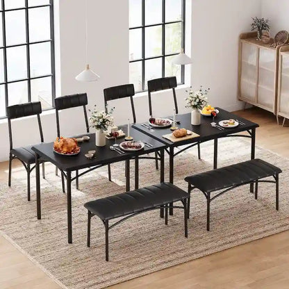 4 Piece Kitchen Table Set with 2 Upholstered Chairs, 1 Bench, 1 Dining Table