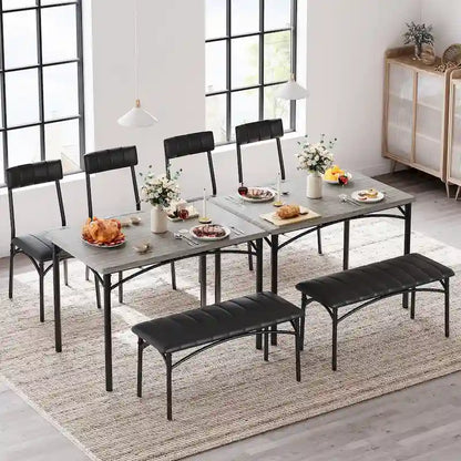 4 Piece Kitchen Table Set with 2 Upholstered Chairs, 1 Bench, 1 Dining Table