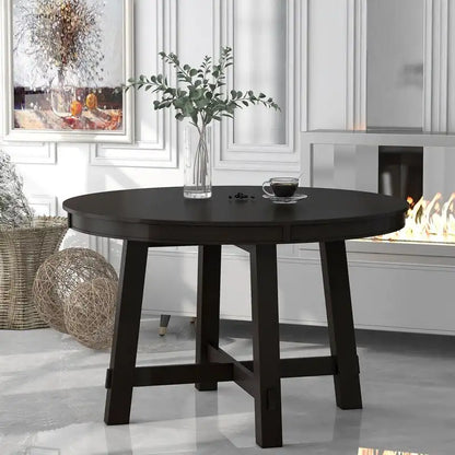 Farmhouse Extendable Adjustable Round/Oval Table, Player Poker Table, Dining Table, Kitchen Table