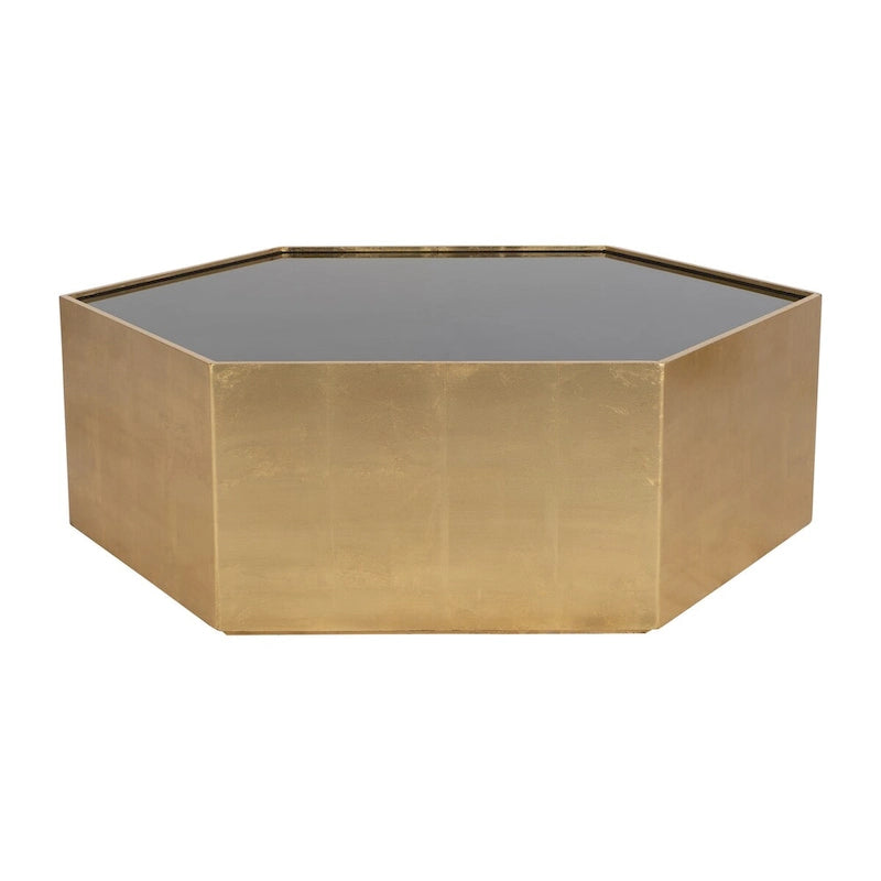 Sagebrook Home Glam Modern Wood Gold Hexagon Glass Top Coffee Table - 48  x 42  x 16