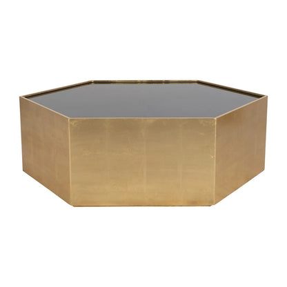 Sagebrook Home Glam Modern Wood Gold Hexagon Glass Top Coffee Table - 48  x 42  x 16