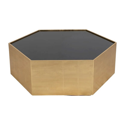 Sagebrook Home Glam Modern Wood Gold Hexagon Glass Top Coffee Table - 48  x 42  x 16