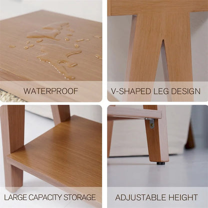 Modern Wood Console Table with Storage and Open Storage Shelf