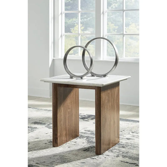 Signature Design by Ashley Isanti Light Brown/White End Table - 23.13 W x 23.13 D x 22.63 H