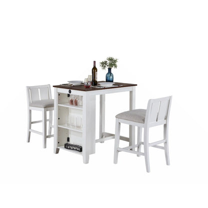 Graham 36  3-Piece Finish Small Space Counter Height Dining Table with Shelves and 2 Chairs