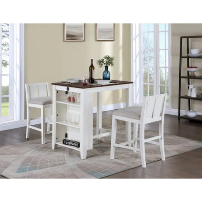 Graham 36  3-Piece Finish Small Space Counter Height Dining Table with Shelves and 2 Chairs