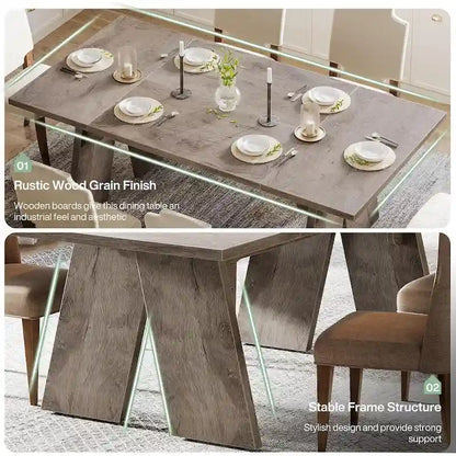 71  Large Farmhouse Dinning Table, Rectangular Dining Table for 6