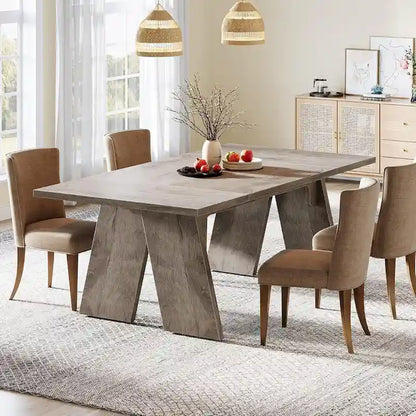 71  Large Farmhouse Dinning Table, Rectangular Dining Table for 6