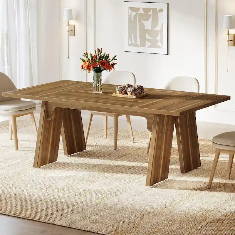 71  Large Farmhouse Dinning Table, Rectangular Dining Table for 6