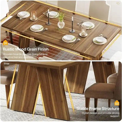 71  Large Farmhouse Dinning Table, Rectangular Dining Table for 6