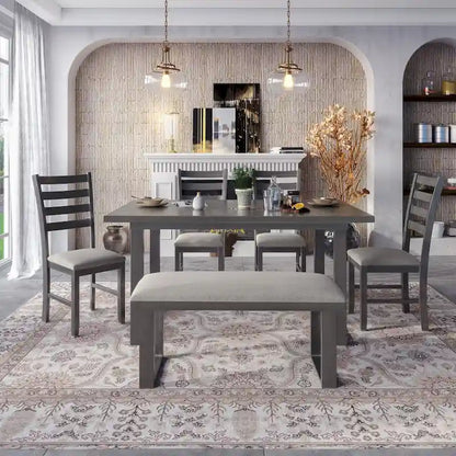 5-piece Farmhouse Dining Set Rectangular Table Chair