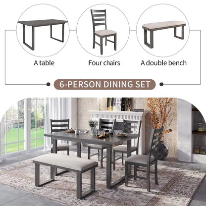 5-piece Farmhouse Dining Set Rectangular Table Chair
