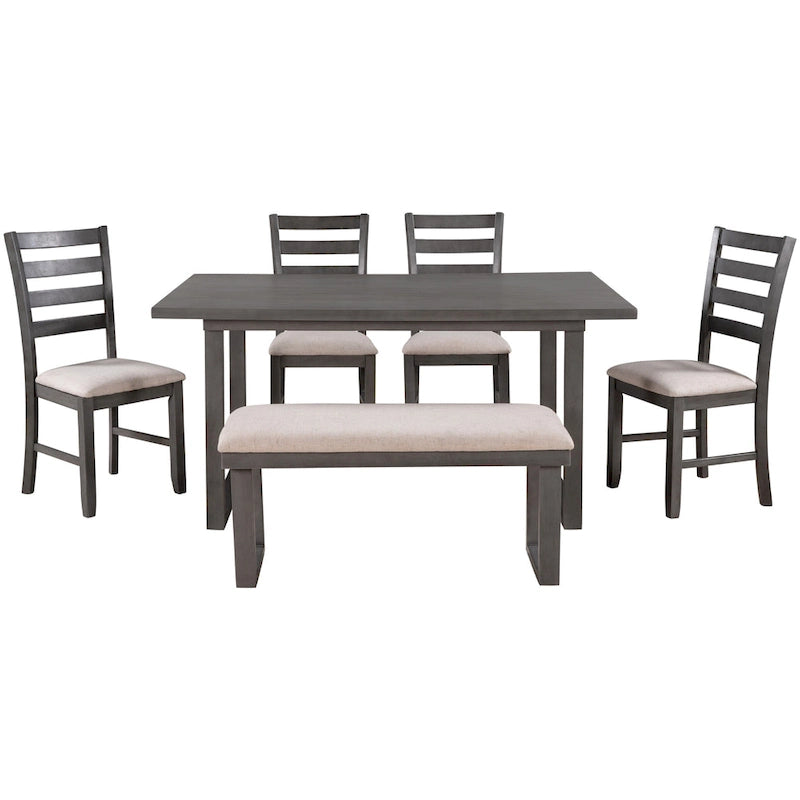 5-piece Farmhouse Dining Set Rectangular Table Chair