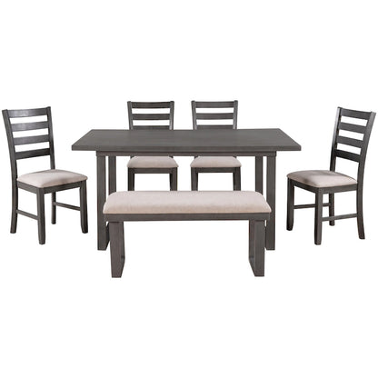 5-piece Farmhouse Dining Set Rectangular Table Chair