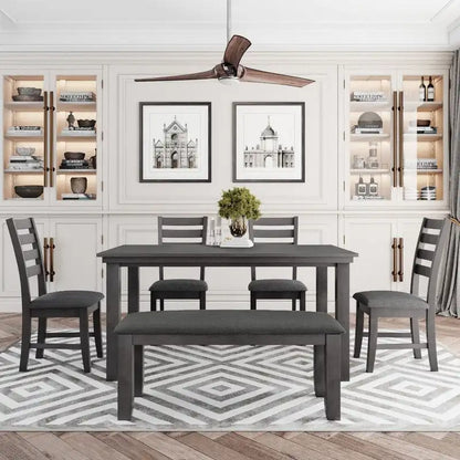 5-piece Farmhouse Dining Set Rectangular Table Chair