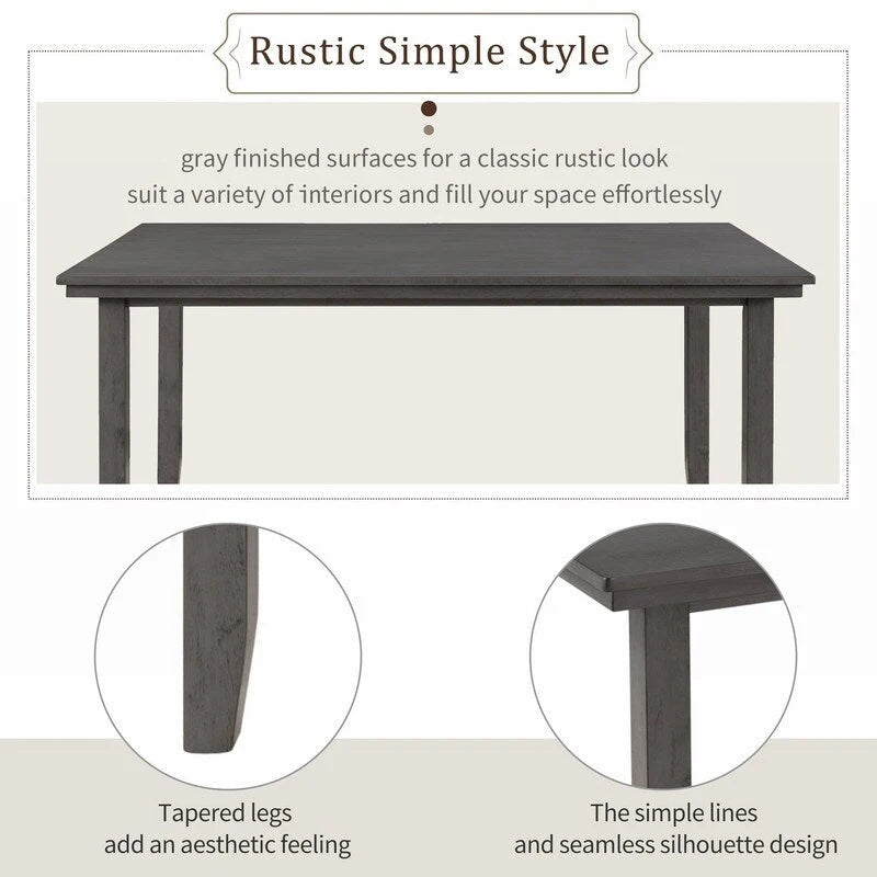 5-piece Farmhouse Dining Set Rectangular Table Chair