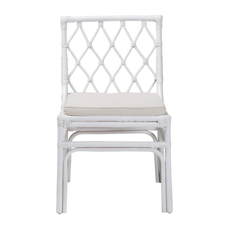 Carwyn Bohemian White Rattan Dining Chair