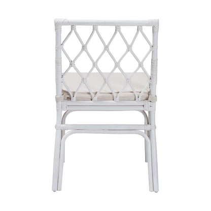 Carwyn Bohemian White Rattan Dining Chair
