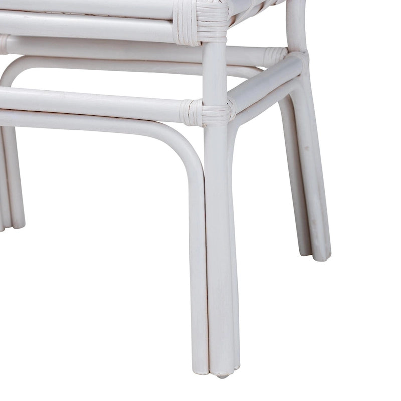 Carwyn Bohemian White Rattan Dining Chair