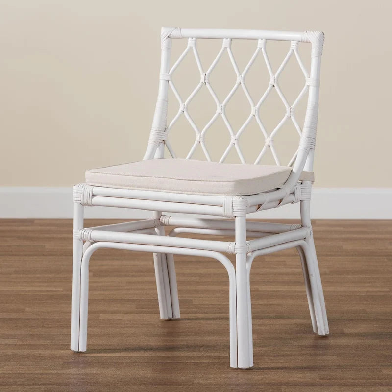 Carwyn Bohemian White Rattan Dining Chair