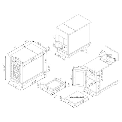 Classic Charging End Table with USB Ports and Storage - 23  in Height