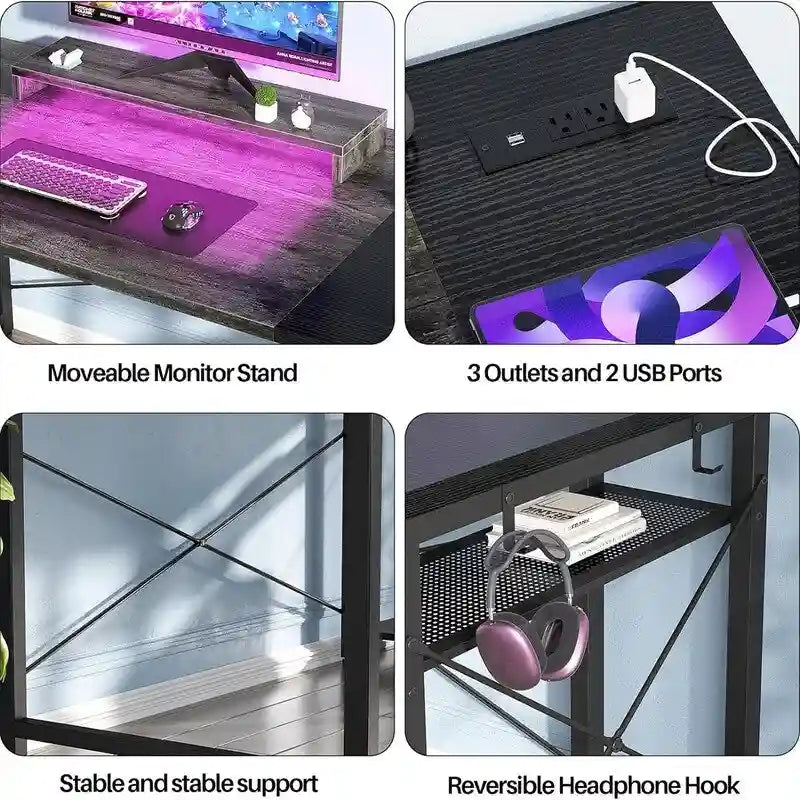 Scrivania da Gaming con LED da 39,4 pollici