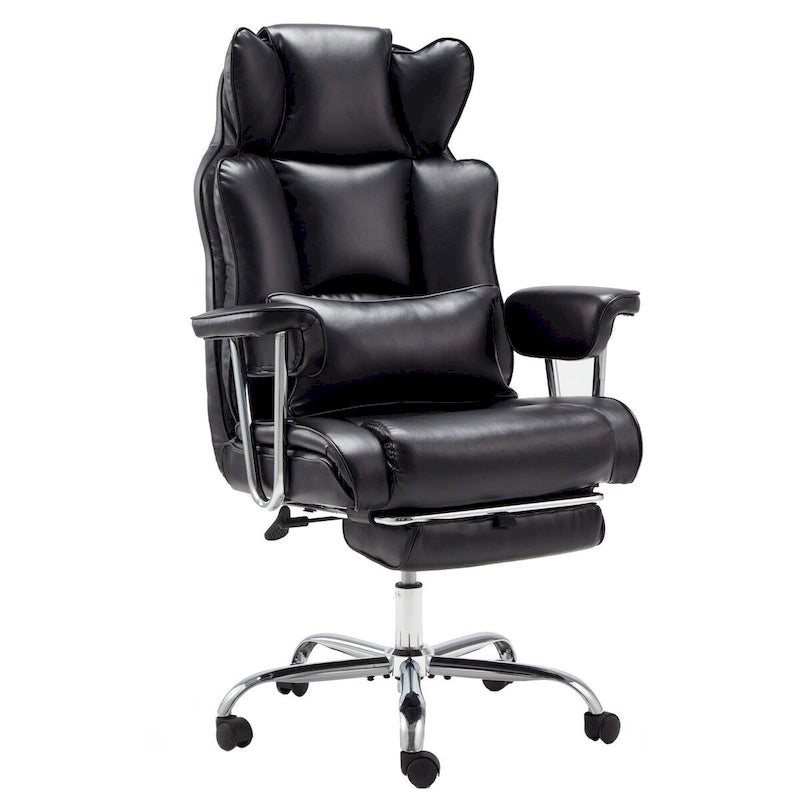 Big and Tall Leather Office Chair with Foot Rest with Adjustable Back for People up to 400 lbs