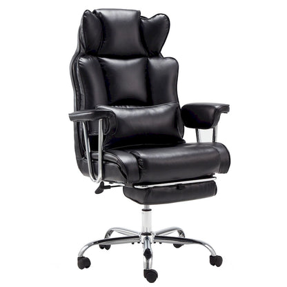 Big and Tall Leather Office Chair with Foot Rest with Adjustable Back for People up to 400 lbs