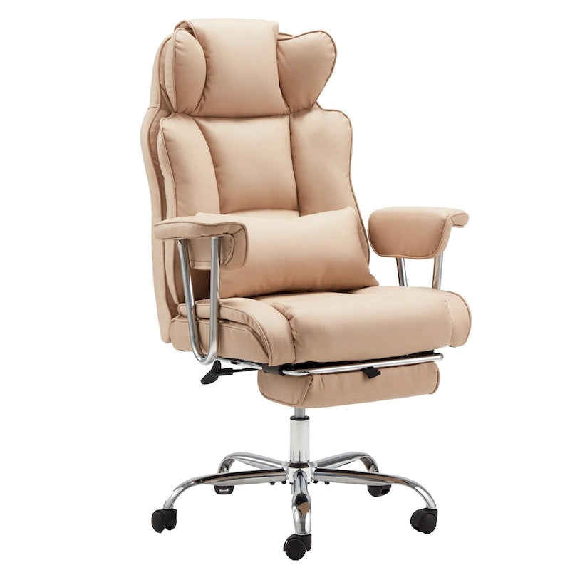Big and Tall Leather Office Chair with Foot Rest with Adjustable Back for People up to 400 lbs