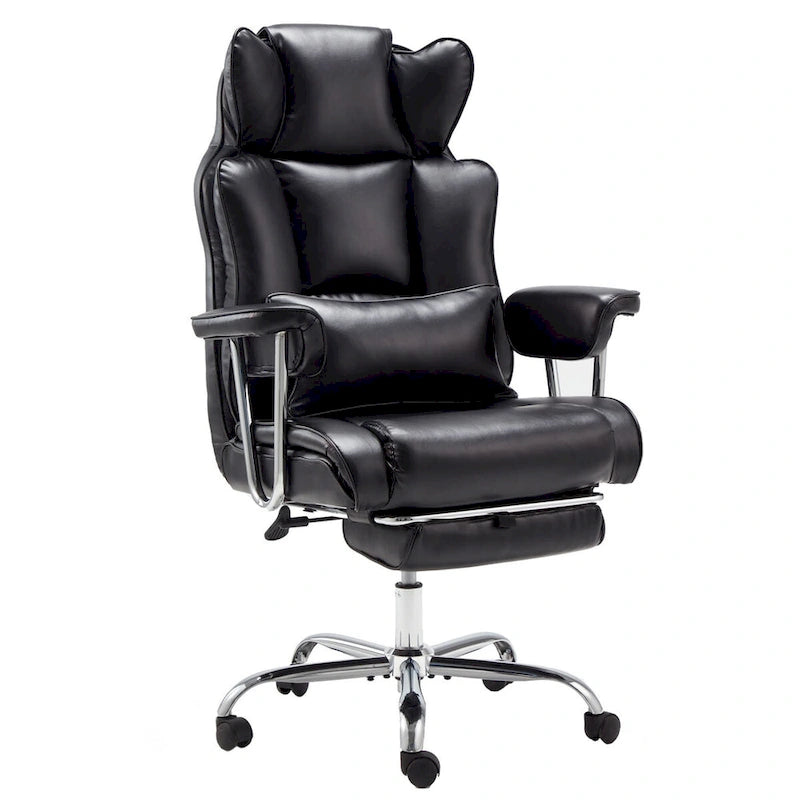 Big and Tall Leather Office Chair with Foot Rest with Adjustable Back for People up to 400 lbs