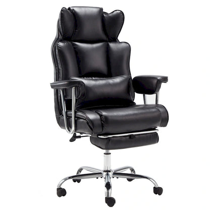 Big and Tall Leather Office Chair with Foot Rest with Adjustable Back for People up to 400 lbs