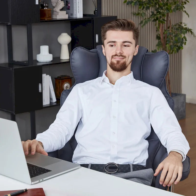 Big and Tall Leather Office Chair with Foot Rest with Adjustable Back for People up to 400 lbs