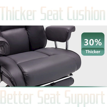 Big and Tall Leather Office Chair with Foot Rest with Adjustable Back for People up to 400 lbs