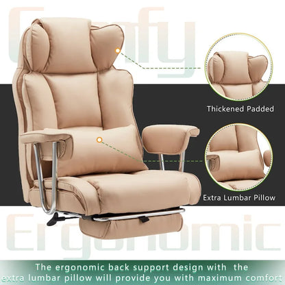 Big and Tall Leather Office Chair with Foot Rest with Adjustable Back for People up to 400 lbs