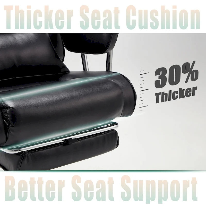 Big and Tall Leather Office Chair with Foot Rest with Adjustable Back for People up to 400 lbs