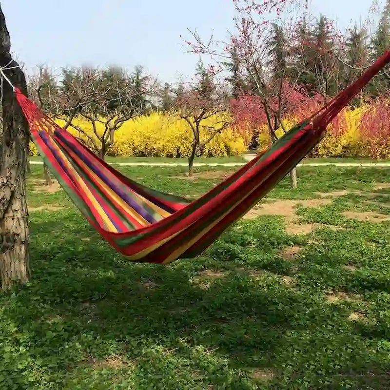 Pro Space 9.8 ft. Brazilian Style Portable Canvas Double Hammock (Carrying Pouch Included)