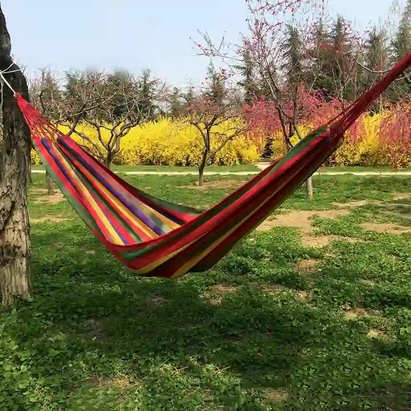 Pro Space 9.8 ft. Brazilian Style Portable Canvas Double Hammock (Carrying Pouch Included)