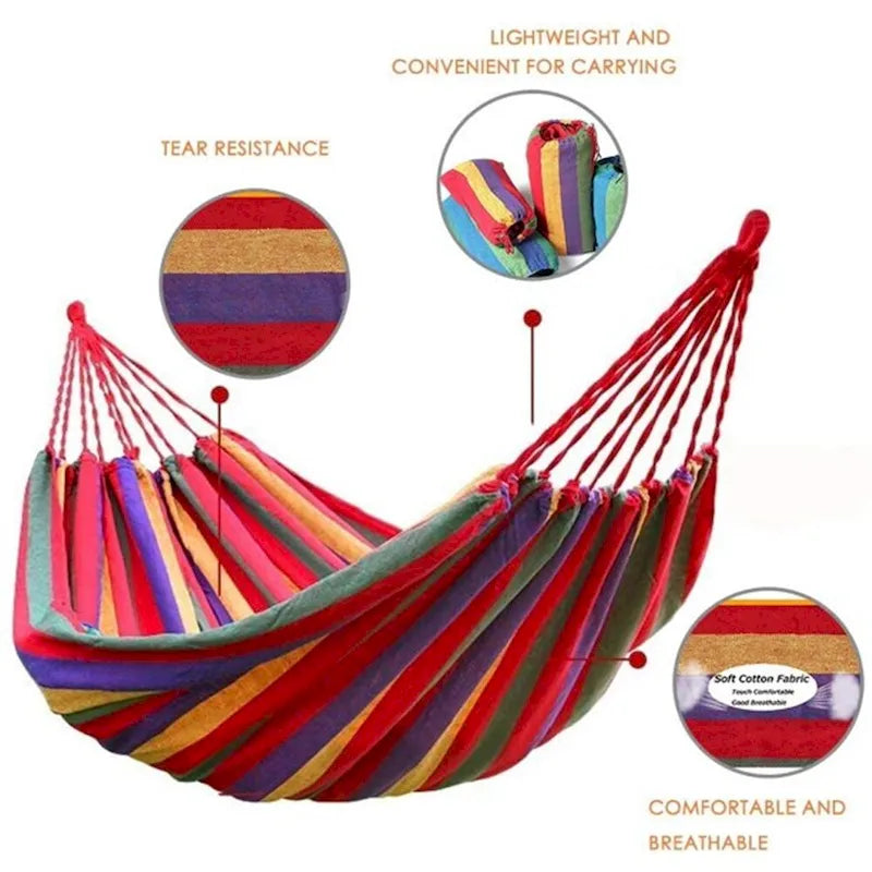 Pro Space 9.8 ft. Brazilian Style Portable Canvas Double Hammock (Carrying Pouch Included)