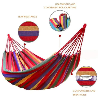 Pro Space 9.8 ft. Brazilian Style Portable Canvas Double Hammock (Carrying Pouch Included)