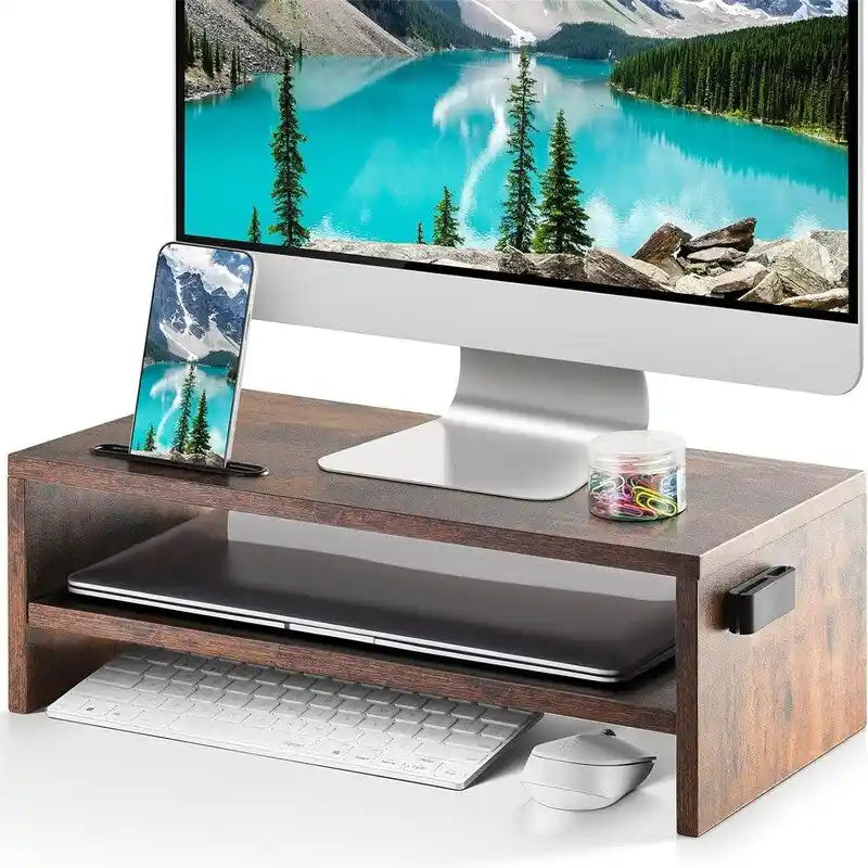 Supporto per monitor per computer a 2 ripiani