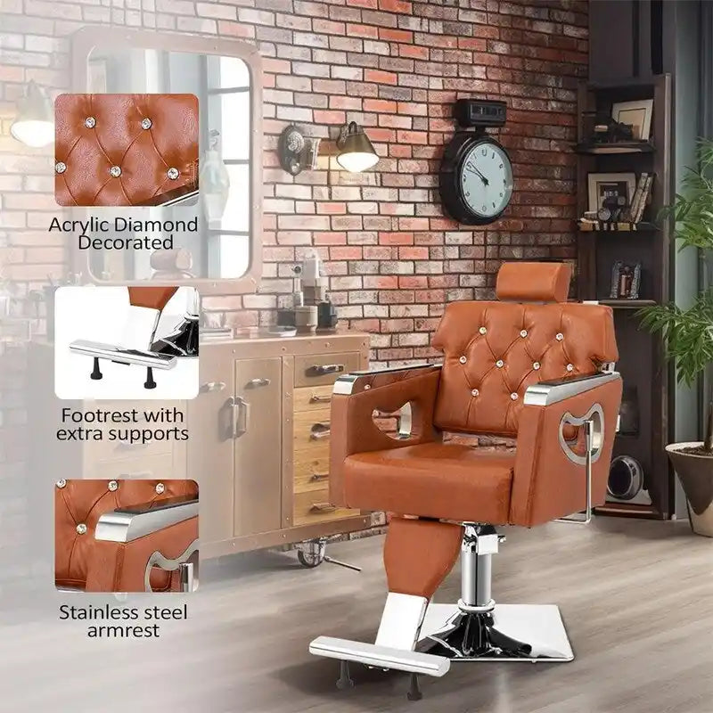 PVC Leather Reclining Salon Chair with Adjustable Headrest
