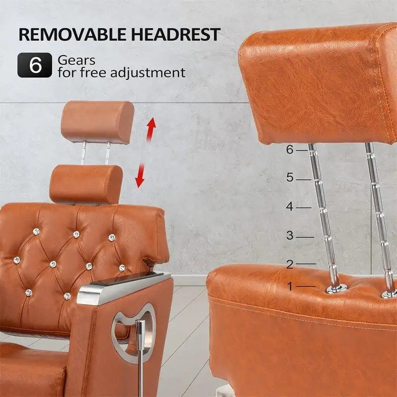 PVC Leather Reclining Salon Chair with Adjustable Headrest