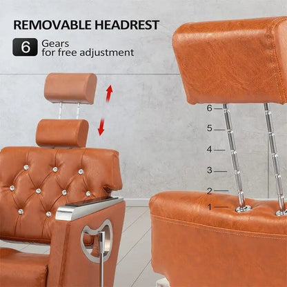 PVC Leather Reclining Salon Chair with Adjustable Headrest
