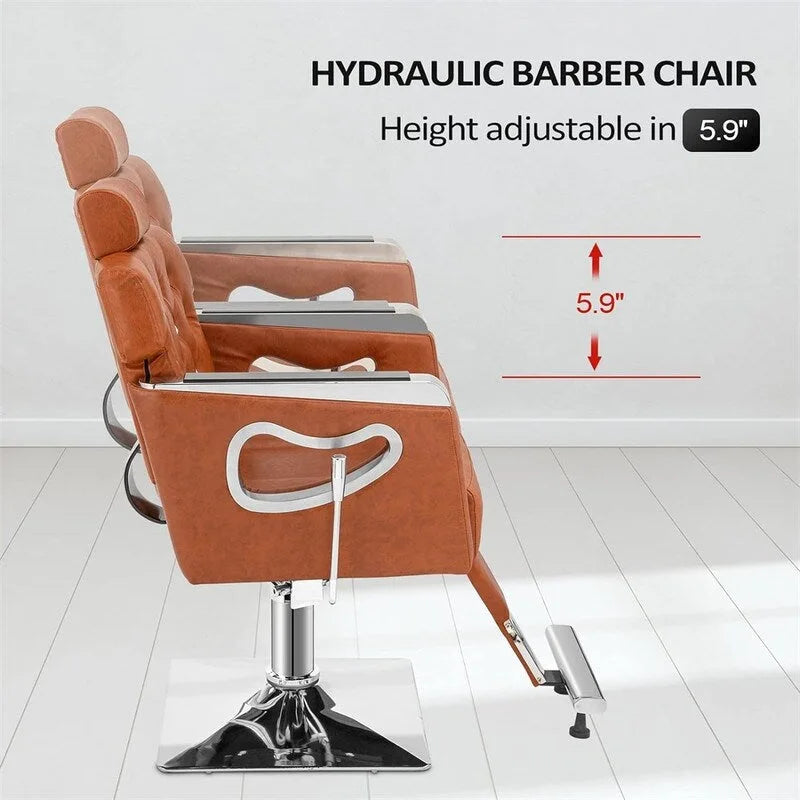 PVC Leather Reclining Salon Chair with Adjustable Headrest