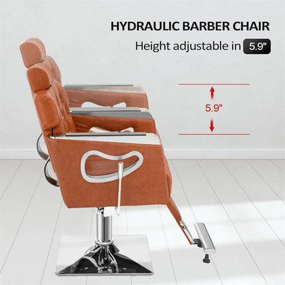 PVC Leather Reclining Salon Chair with Adjustable Headrest