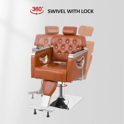 PVC Leather Reclining Salon Chair with Adjustable Headrest
