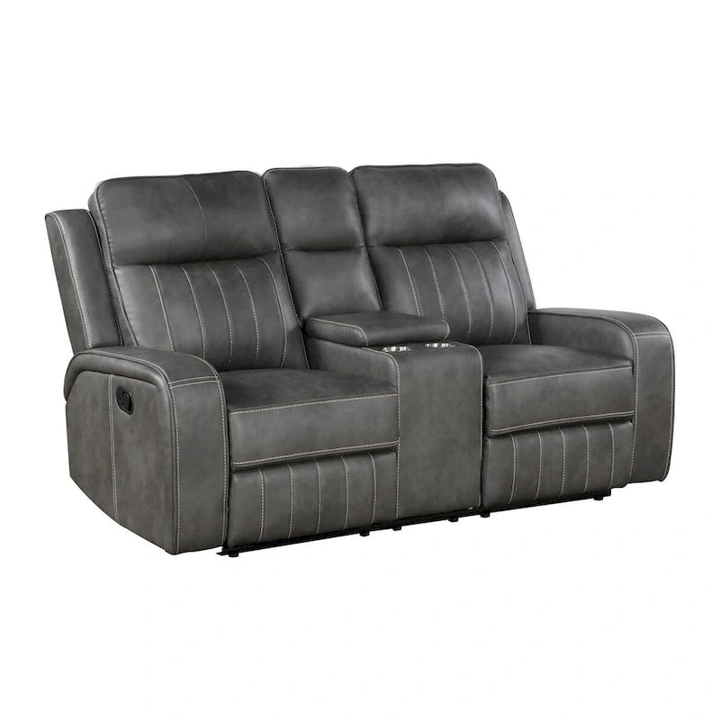 Forrest Grey Motion Reclining Loveseat with Console