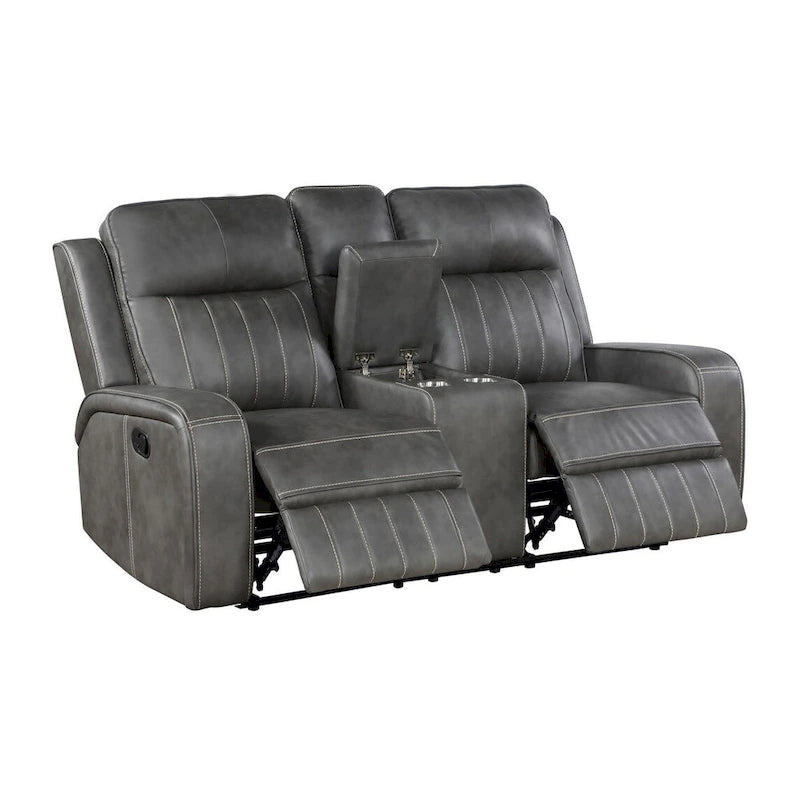 Forrest Grey Motion Reclining Loveseat with Console